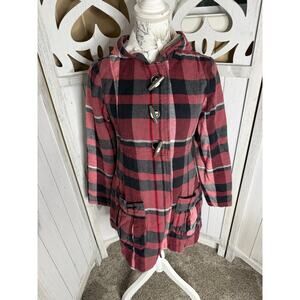 Y2K Hurley Coat Vintage Size Medium Jacket Red Black Plaid Toggle